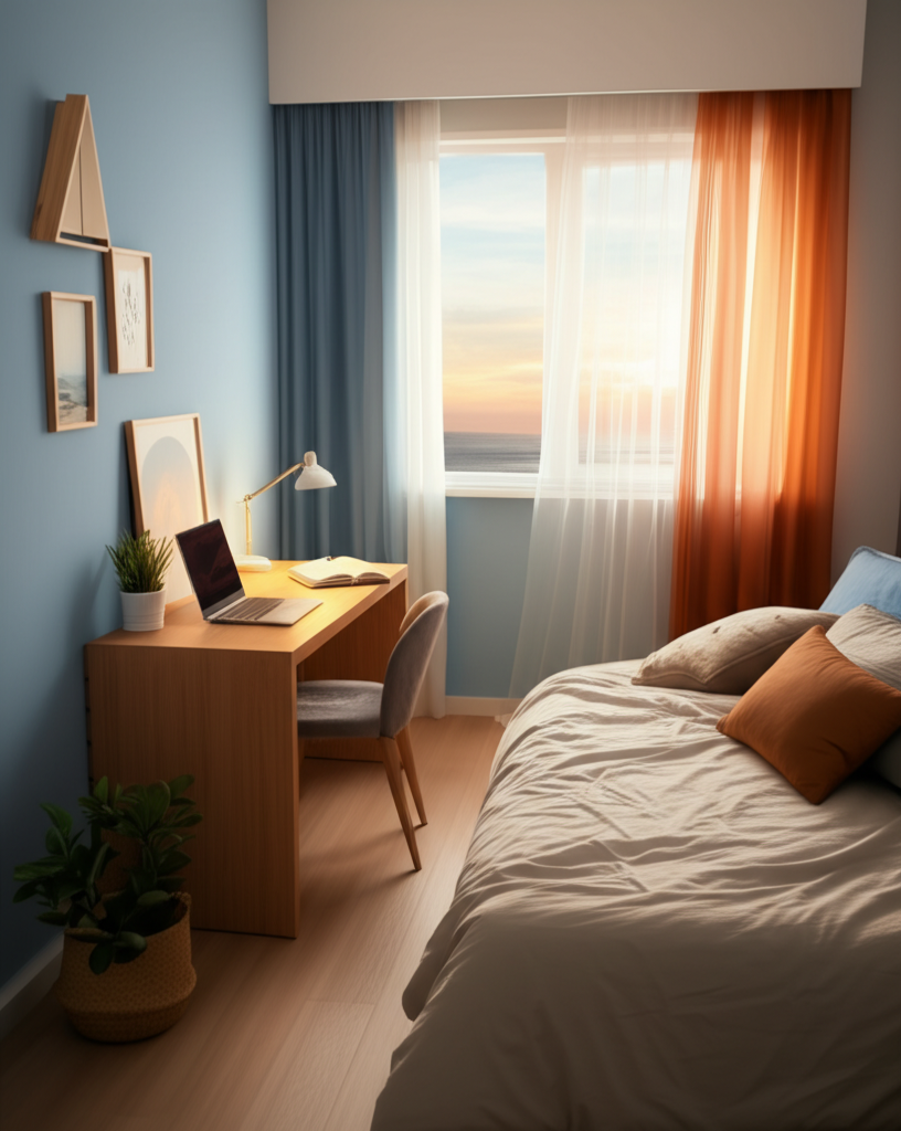 Privat soverom med arbeidsplass